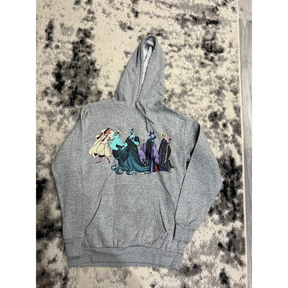 Disney Villains Hoodie Womens XS Gray Cruella Ursula Maleficent Hades Evil Queen